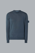 S.I. GHOST LIGHT PURE RWS WOOL CREW NECK SLATE BLU