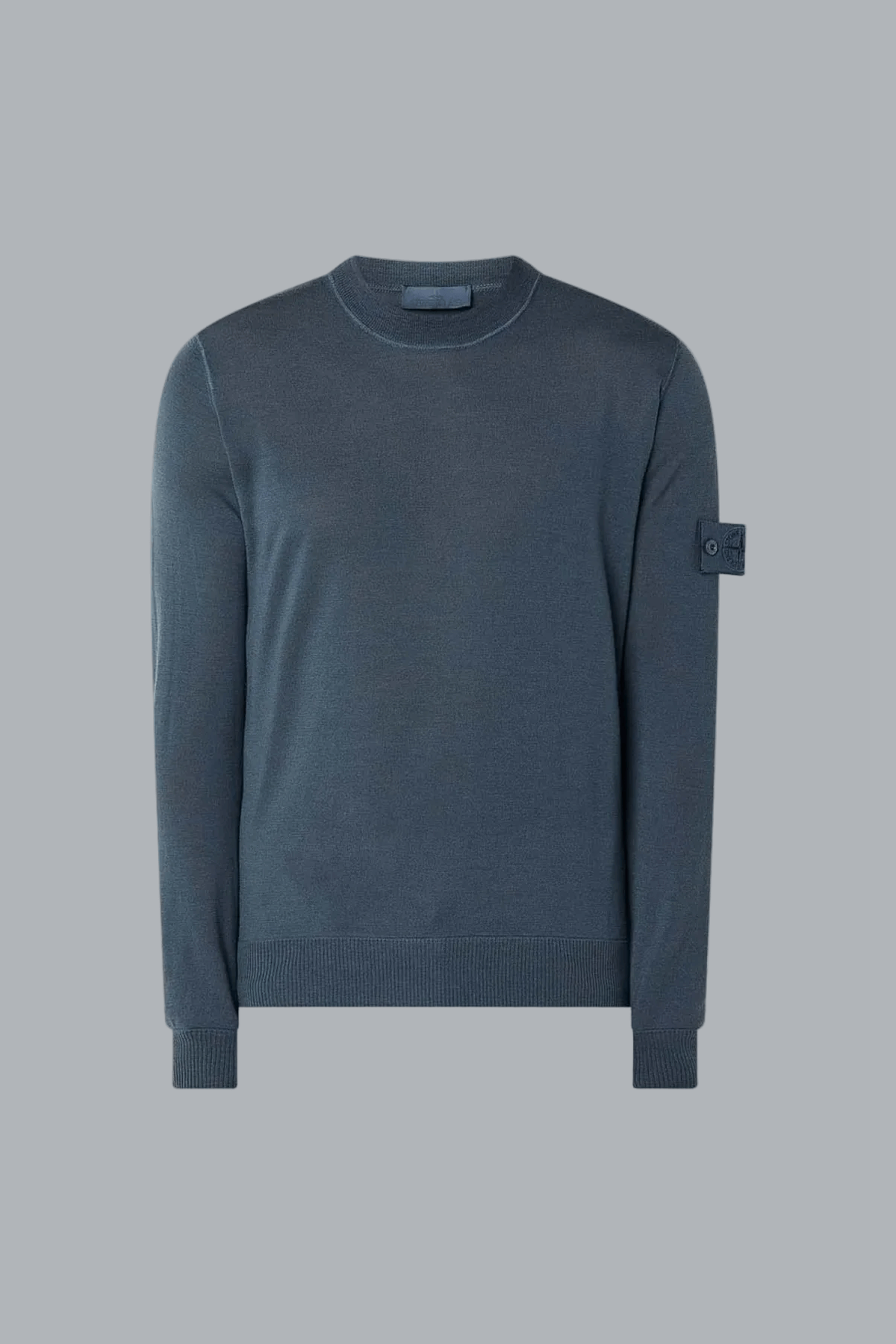 S.I. GHOST LIGHT PURE RWS WOOL CREW NECK SLATE BLU
