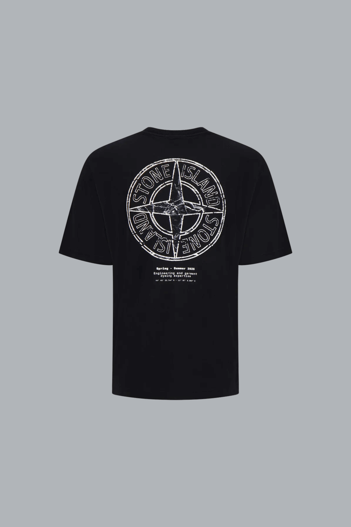 ALL AROUND COMPASS' PRINT ORGANIC COTTON JERSEY T-SHIRT BLACK