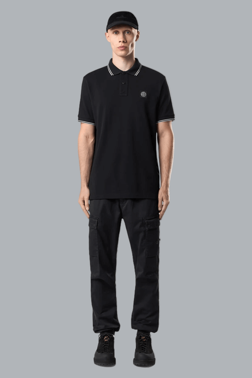 95% ORGANIC COTTON/ 5% ELASTANE PIQUÉ POLO SHIRT BLACK